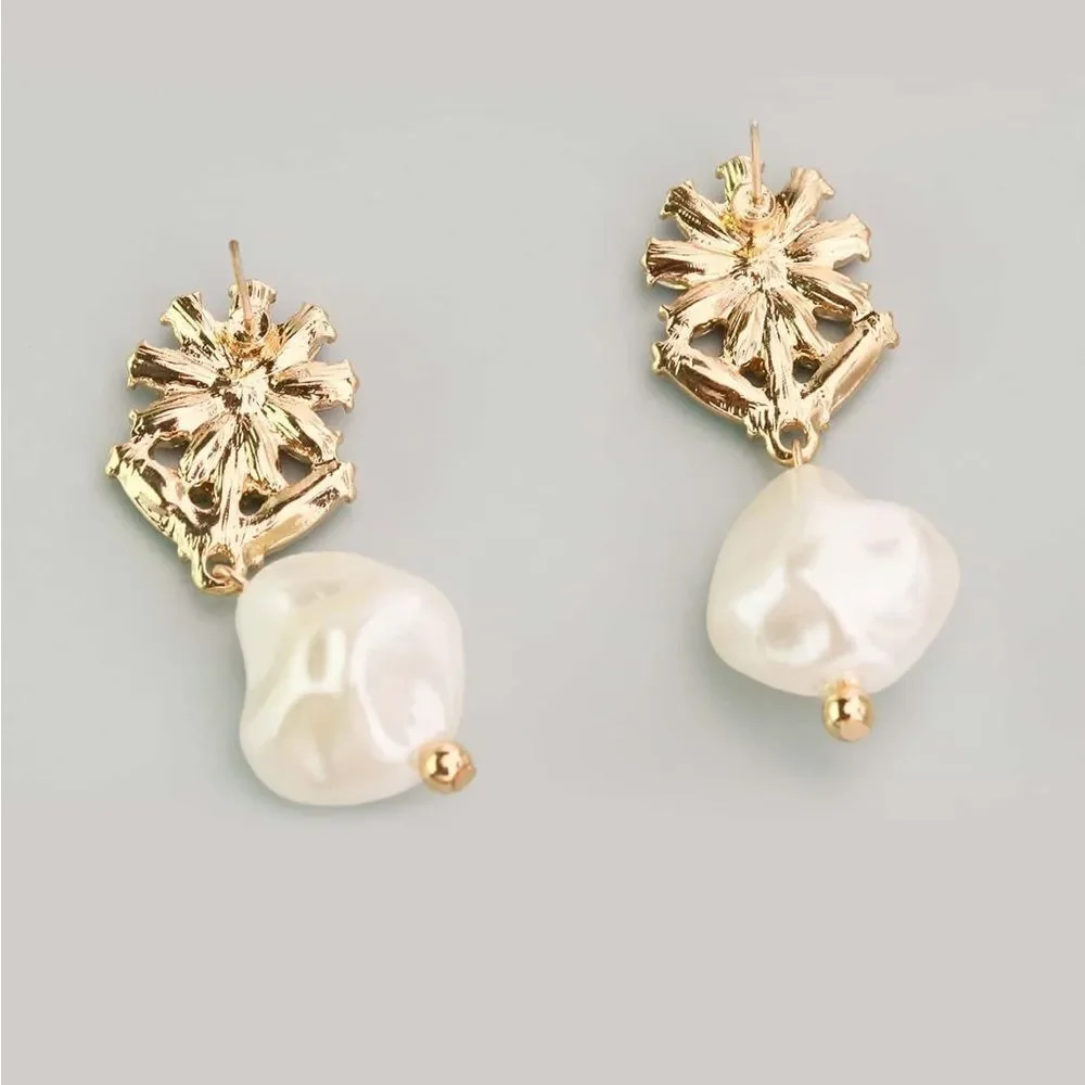 Floral Pearl Drop Earrings N1780